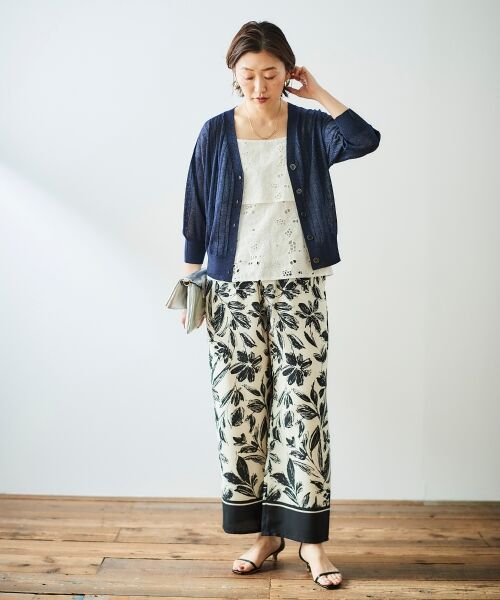 le.coeur blanc / ルクールブラン カーディガン・ボレロ | 《手洗い可能》シアーワイドリブラメVカーディガン | 詳細28