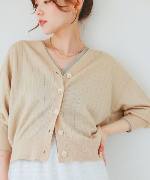 le.coeur blanc / ルクールブラン カーディガン・ボレロ | 《手洗い可能》シアーワイドリブラメVカーディガン | 詳細4