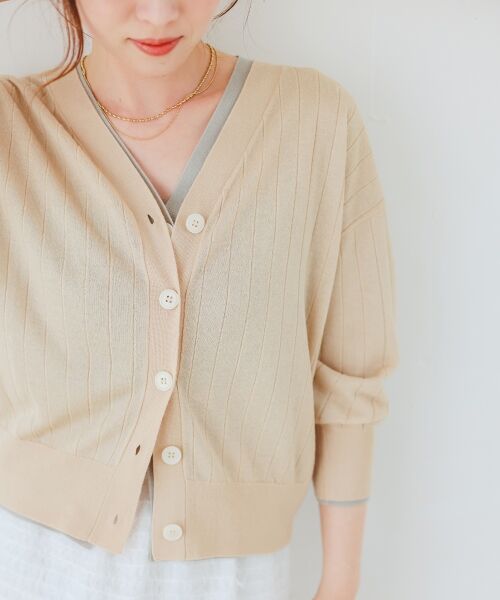 le.coeur blanc / ルクールブラン カーディガン・ボレロ | 《手洗い可能》シアーワイドリブラメVカーディガン | 詳細8