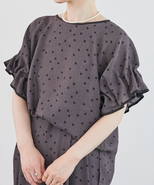 le.coeur blanc / ルクールブラン シャツ・ブラウス | リネンライクスラブドットギャザーブラウス | 詳細2