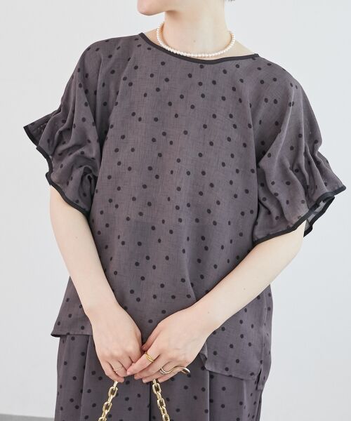 le.coeur blanc / ルクールブラン シャツ・ブラウス | リネンライクスラブドットギャザーブラウス | 詳細3