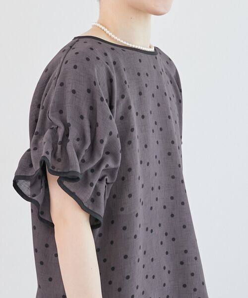 le.coeur blanc / ルクールブラン シャツ・ブラウス | リネンライクスラブドットギャザーブラウス | 詳細5