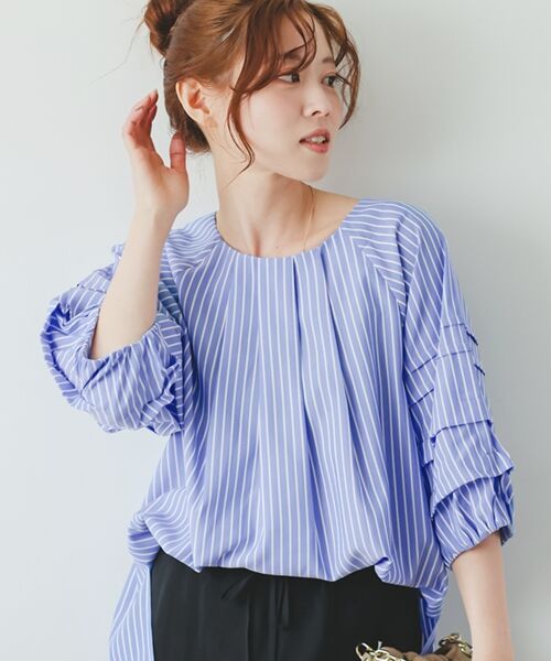 le.coeur blanc / ルクールブラン シャツ・ブラウス | ストライプタックスリーブブラウス | 詳細3