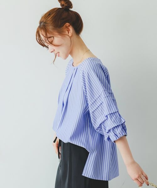 le.coeur blanc / ルクールブラン シャツ・ブラウス | ストライプタックスリーブブラウス | 詳細4