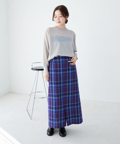 le.coeur blanc / ルクールブラン ロング・マキシ丈スカート | カラミチェックストレートスカート | 詳細12