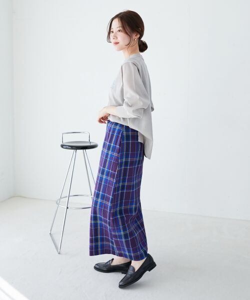 le.coeur blanc / ルクールブラン ロング・マキシ丈スカート | カラミチェックストレートスカート | 詳細16