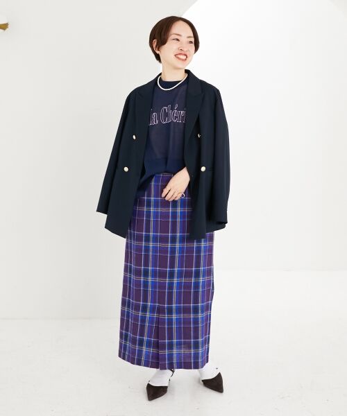 le.coeur blanc / ルクールブラン ロング・マキシ丈スカート | カラミチェックストレートスカート | 詳細20