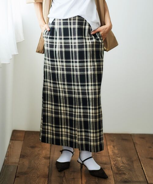 le.coeur blanc / ルクールブラン ロング・マキシ丈スカート | カラミチェックストレートスカート | 詳細23