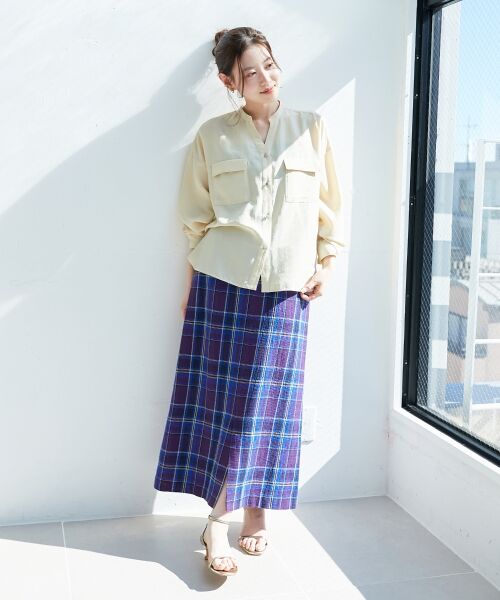 le.coeur blanc / ルクールブラン ロング・マキシ丈スカート | カラミチェックストレートスカート | 詳細3