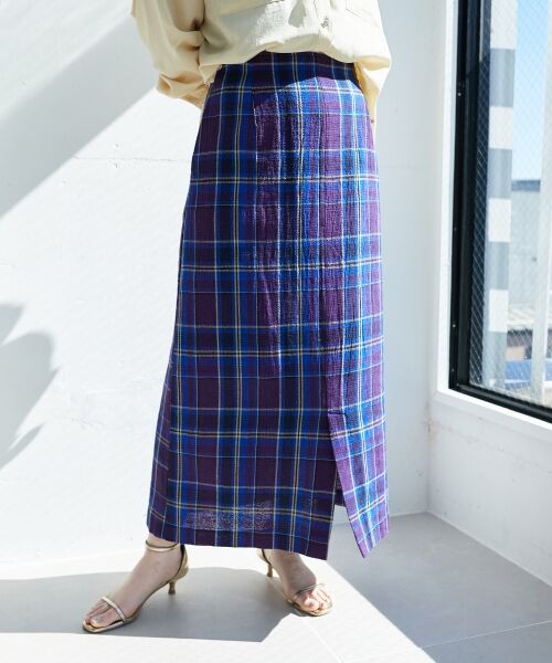 le.coeur blanc / ルクールブラン ロング・マキシ丈スカート | カラミチェックストレートスカート | 詳細6