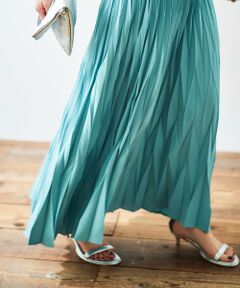 le.coeur blanc / ルクールブラン ロング・マキシ丈スカート | 《手洗い可能》デシン変形プリーツスカート