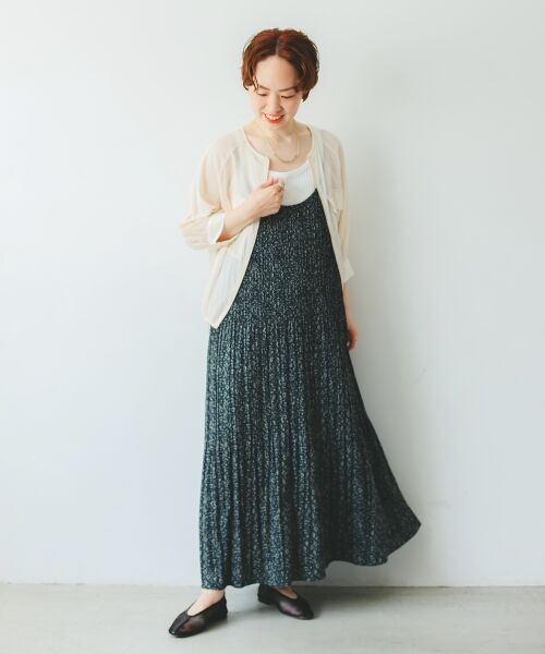 le.coeur blanc / ルクールブラン ロング・マキシ丈ワンピース | フラワープリントプリーツキャミワンピース | 詳細11