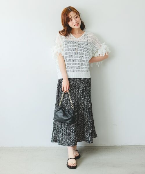 le.coeur blanc / ルクールブラン ロング・マキシ丈ワンピース | フラワープリントプリーツキャミワンピース | 詳細25