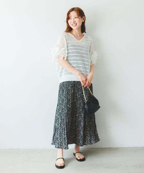 le.coeur blanc / ルクールブラン ロング・マキシ丈ワンピース | フラワープリントプリーツキャミワンピース | 詳細26