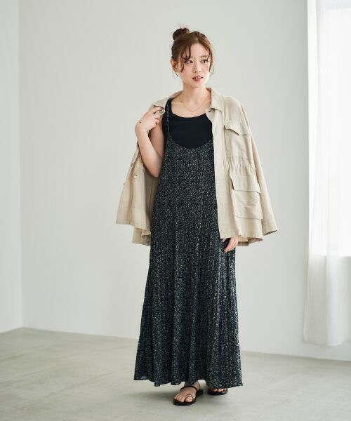 le.coeur blanc / ルクールブラン ロング・マキシ丈ワンピース | フラワープリントプリーツキャミワンピース | 詳細3