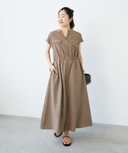 le.coeur blanc / ルクールブラン ロング・マキシ丈ワンピース | 《体型カバーが叶う◎》サップタンブラーウエストギャザーワンピース | 詳細2