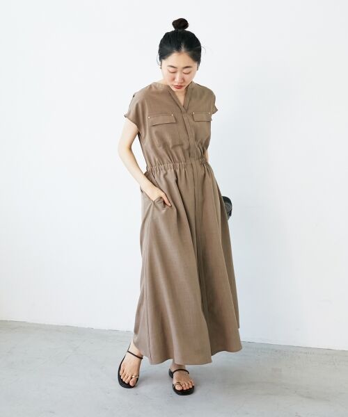 le.coeur blanc / ルクールブラン ロング・マキシ丈ワンピース | 《体型カバーが叶う◎》サップタンブラーウエストギャザーワンピース | 詳細3