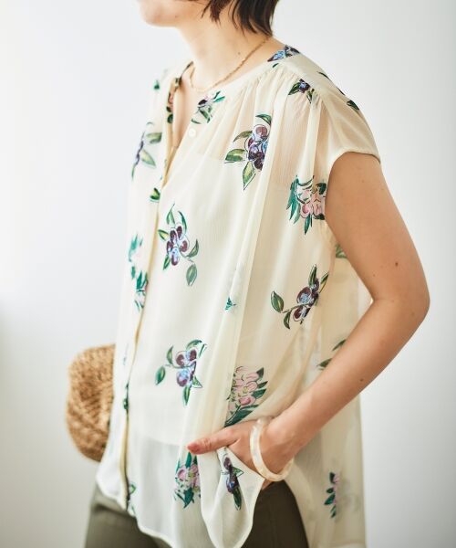 le.coeur blanc / ルクールブラン シャツ・ブラウス | 《WEB/一部店舗限定》KAZUMIDOIボタニカルノースリギャザーブラウス | 詳細18