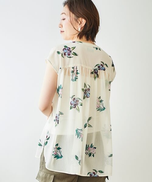 le.coeur blanc / ルクールブラン シャツ・ブラウス | 《WEB/一部店舗限定》KAZUMIDOIボタニカルノースリギャザーブラウス | 詳細19