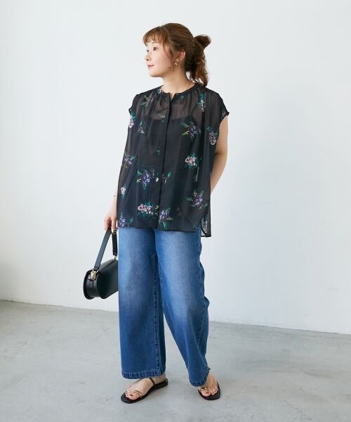 le.coeur blanc / ルクールブラン シャツ・ブラウス | 《WEB/一部店舗限定》KAZUMIDOIボタニカルノースリギャザーブラウス | 詳細2