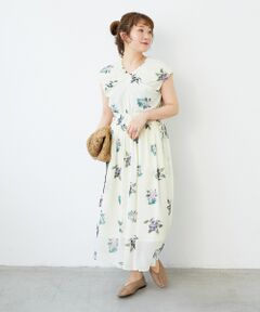 le.coeur blanc / ルクールブラン ロング・マキシ丈ワンピース | 《WEB/一部店舗限定アイテム》KAZUMIDOIボタニカルギャザーワンピース