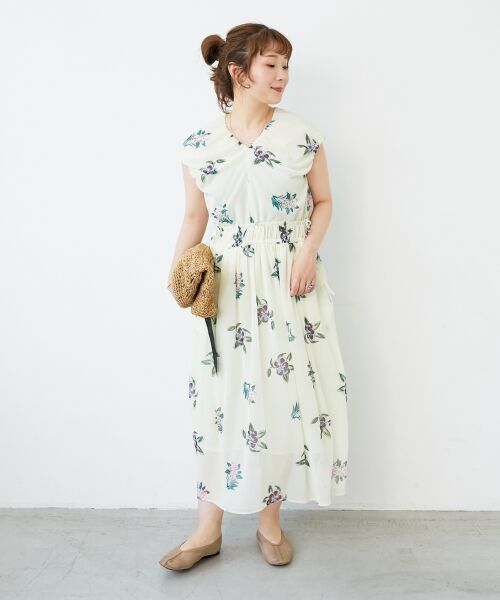 le.coeur blanc / ルクールブラン ロング・マキシ丈ワンピース | 《WEB/一部店舗限定アイテム》KAZUMIDOIボタニカルギャザーワンピース | 詳細17