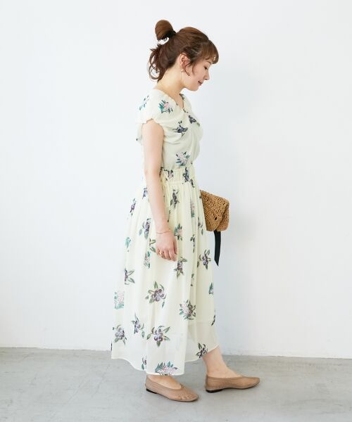 le.coeur blanc / ルクールブラン ロング・マキシ丈ワンピース | 《WEB/一部店舗限定アイテム》KAZUMIDOIボタニカルギャザーワンピース | 詳細18