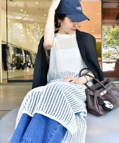 le.coeur blanc / ルクールブラン ロング・マキシ丈ワンピース | ハシゴ調透かし柄ホールガーメントワンピース