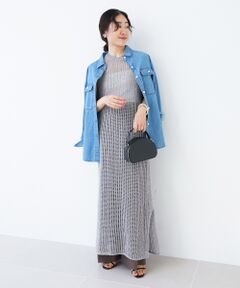 le.coeur blanc / ルクールブラン ロング・マキシ丈ワンピース | ハシゴ調透かし柄ホールガーメントワンピース