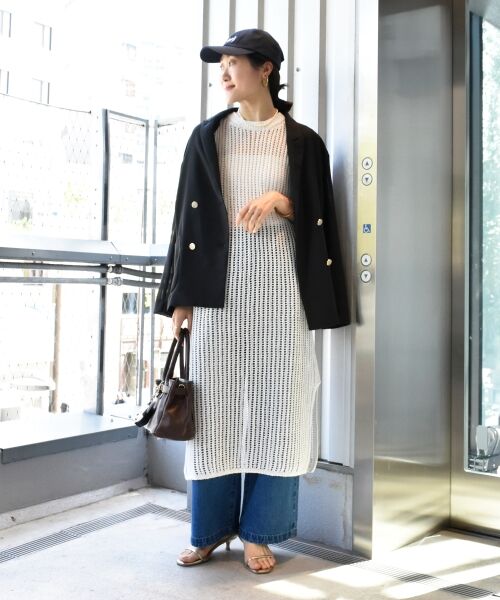 le.coeur blanc / ルクールブラン ロング・マキシ丈ワンピース | ハシゴ調透かし柄ホールガーメントワンピース | 詳細11