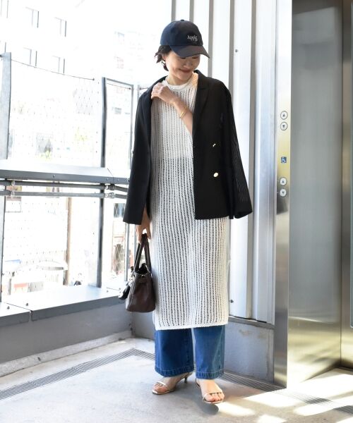 le.coeur blanc / ルクールブラン ロング・マキシ丈ワンピース | ハシゴ調透かし柄ホールガーメントワンピース | 詳細12