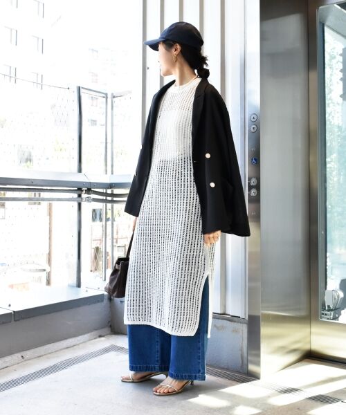 le.coeur blanc / ルクールブラン ロング・マキシ丈ワンピース | ハシゴ調透かし柄ホールガーメントワンピース | 詳細13