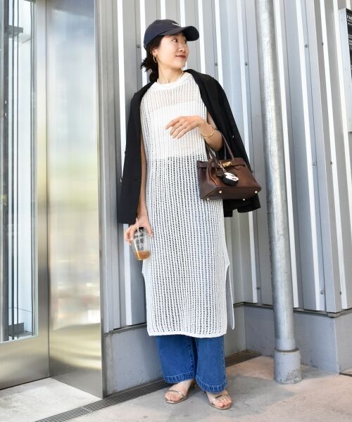 le.coeur blanc / ルクールブラン ロング・マキシ丈ワンピース | ハシゴ調透かし柄ホールガーメントワンピース | 詳細14