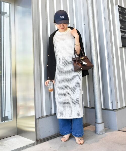 le.coeur blanc / ルクールブラン ロング・マキシ丈ワンピース | ハシゴ調透かし柄ホールガーメントワンピース | 詳細15