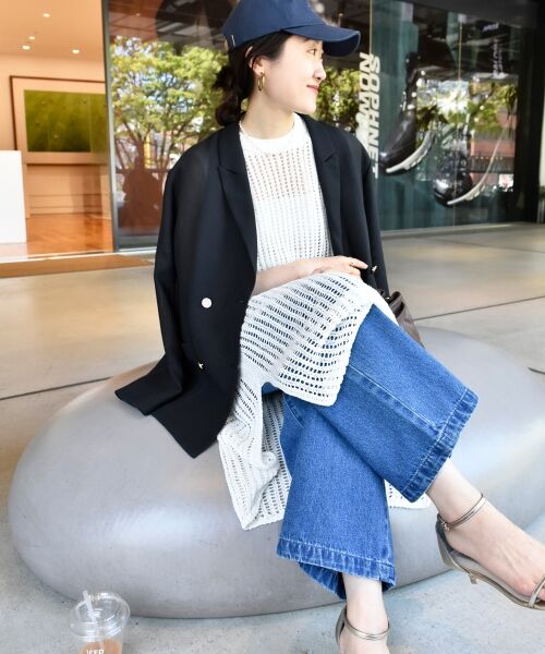 le.coeur blanc / ルクールブラン ロング・マキシ丈ワンピース | ハシゴ調透かし柄ホールガーメントワンピース | 詳細19