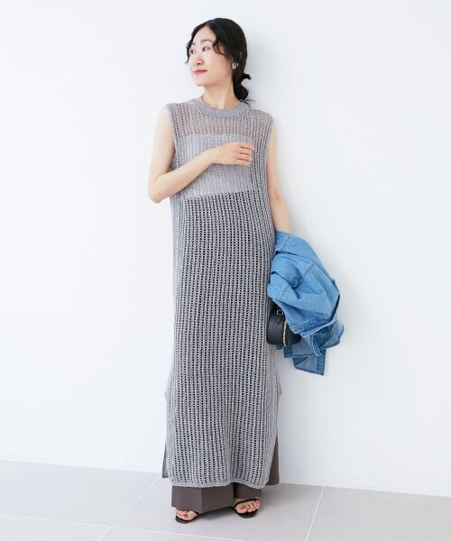le.coeur blanc / ルクールブラン ロング・マキシ丈ワンピース | ハシゴ調透かし柄ホールガーメントワンピース | 詳細2