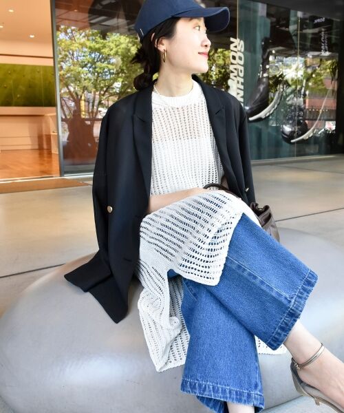 le.coeur blanc / ルクールブラン ロング・マキシ丈ワンピース | ハシゴ調透かし柄ホールガーメントワンピース | 詳細20