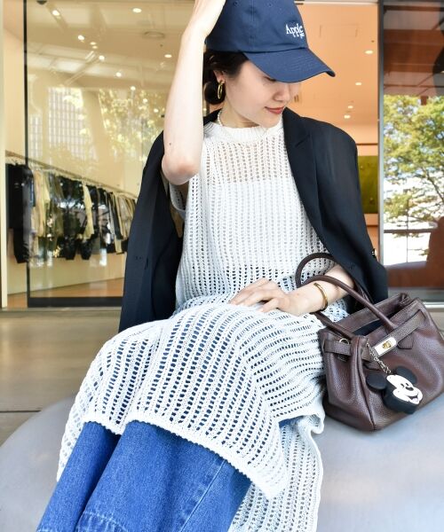 le.coeur blanc / ルクールブラン ロング・マキシ丈ワンピース | ハシゴ調透かし柄ホールガーメントワンピース | 詳細22