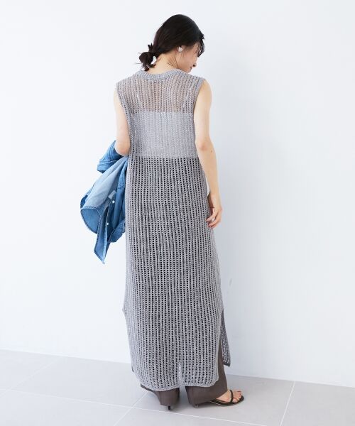 le.coeur blanc / ルクールブラン ロング・マキシ丈ワンピース | ハシゴ調透かし柄ホールガーメントワンピース | 詳細5