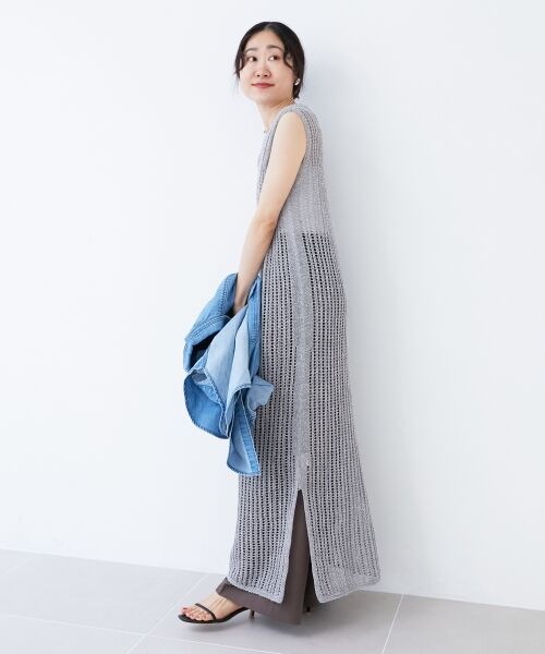 le.coeur blanc / ルクールブラン ロング・マキシ丈ワンピース | ハシゴ調透かし柄ホールガーメントワンピース | 詳細6