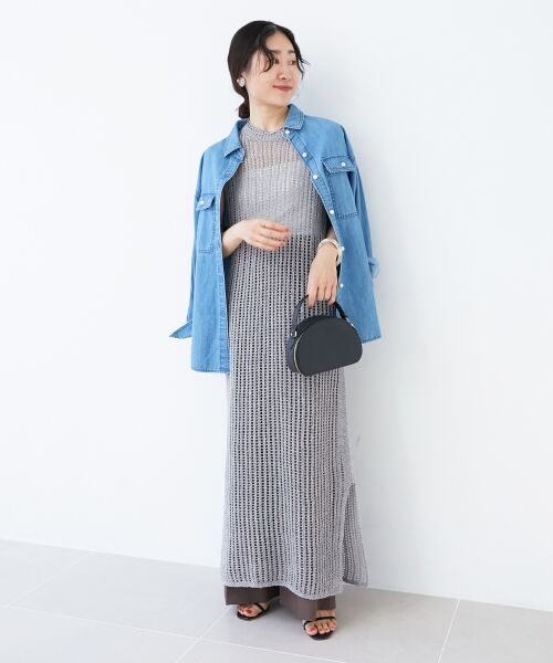 le.coeur blanc / ルクールブラン ロング・マキシ丈ワンピース | ハシゴ調透かし柄ホールガーメントワンピース | 詳細8