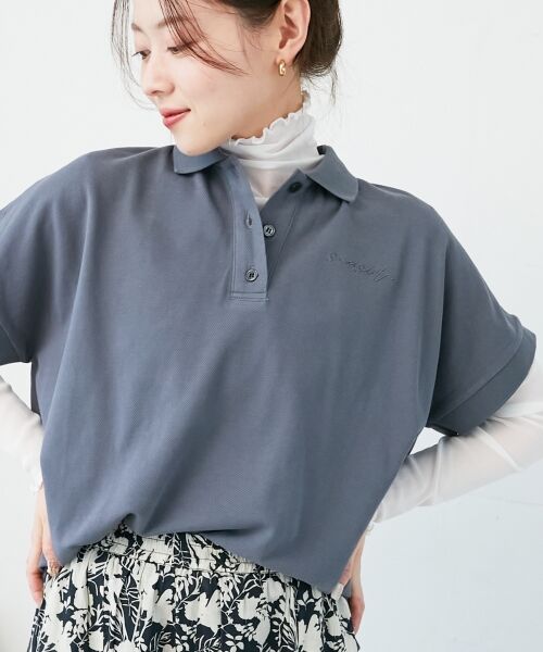 le.coeur blanc / ルクールブラン ポロシャツ | 《WEB限定アイテム》刺繍入りポロシャツ（グレー）
