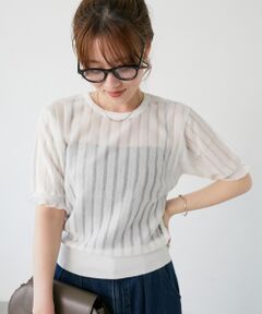 le.coeur blanc / ルクールブラン ニット・セーター | 《WEB限定アイテム》シアーストライプニット