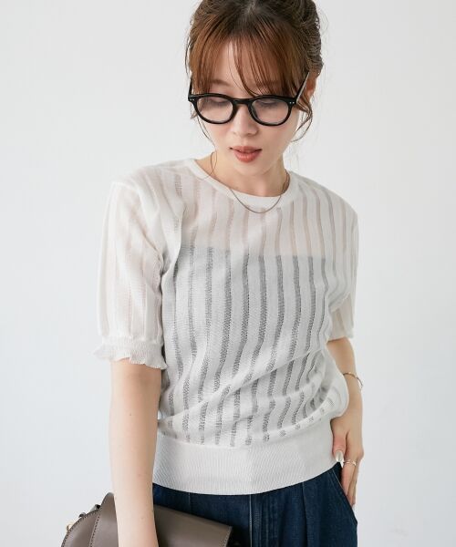 le.coeur blanc / ルクールブラン ニット・セーター | 《WEB限定アイテム》シアーストライプニット | 詳細2