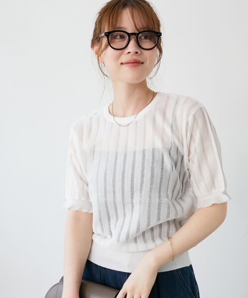 le.coeur blanc / ルクールブラン ニット・セーター | 《WEB限定アイテム》シアーストライプニット | 詳細3