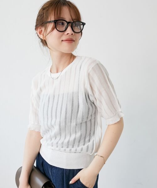 le.coeur blanc / ルクールブラン ニット・セーター | 《WEB限定アイテム》シアーストライプニット | 詳細4