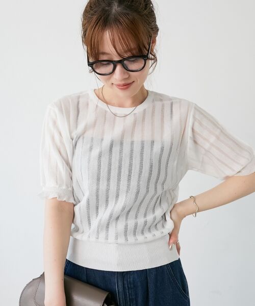 le.coeur blanc / ルクールブラン ニット・セーター | 《WEB限定アイテム》シアーストライプニット | 詳細5