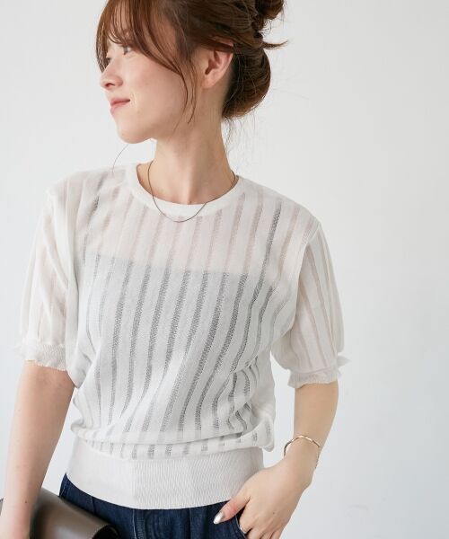 le.coeur blanc / ルクールブラン ニット・セーター | 《WEB限定アイテム》シアーストライプニット | 詳細6