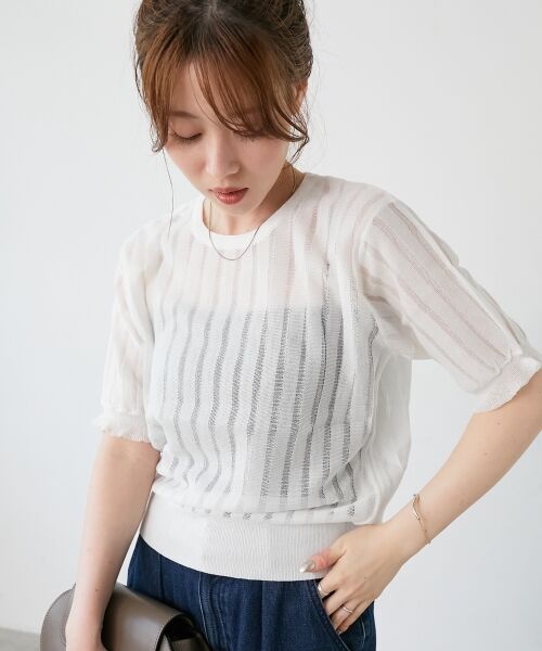 le.coeur blanc / ルクールブラン ニット・セーター | 《WEB限定アイテム》シアーストライプニット | 詳細7