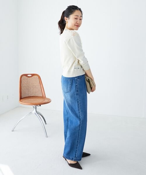 le.coeur blanc / ルクールブラン カーディガン・ボレロ | 《WEB限定アイテム》チュール刺繍Vネックカーディガン | 詳細11